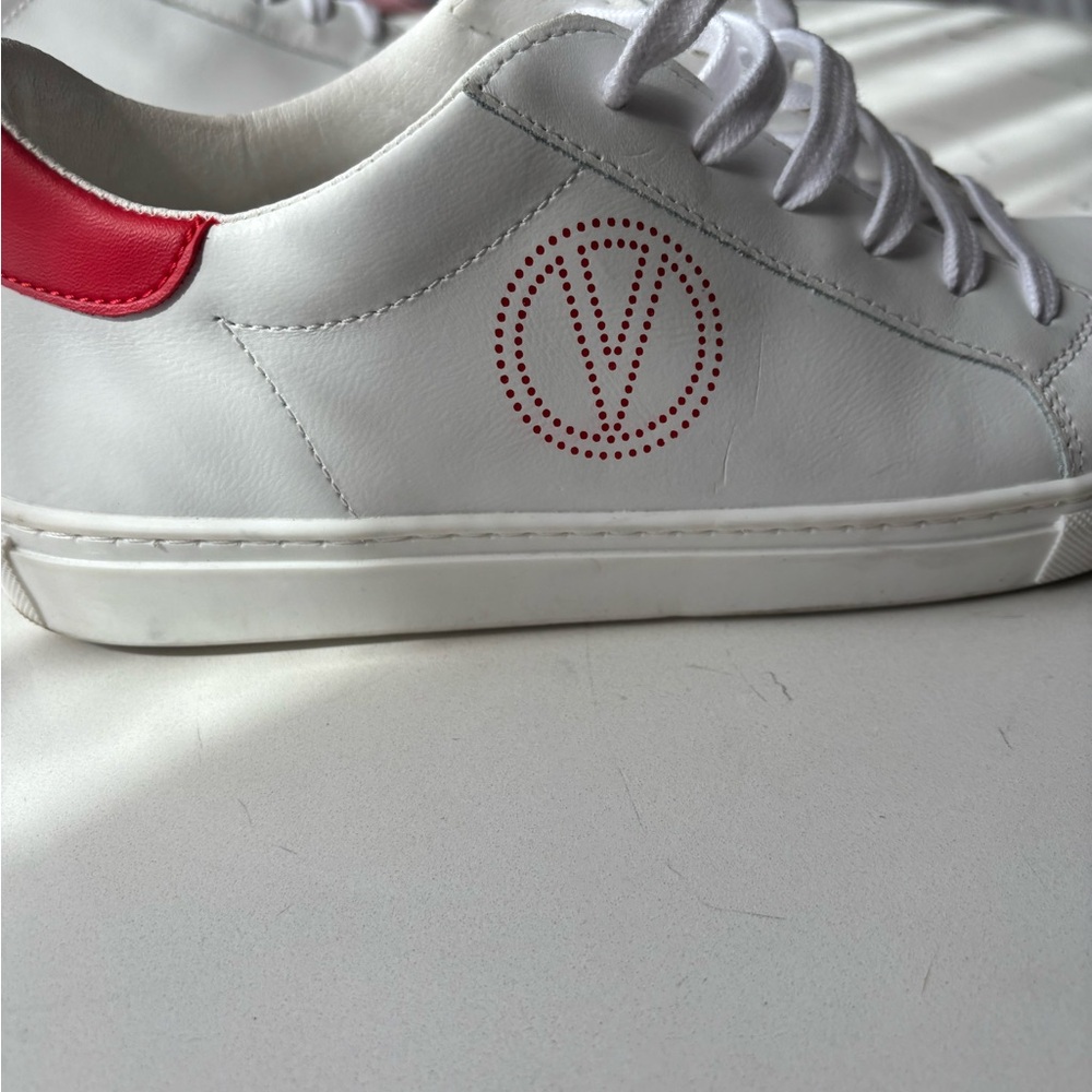 Valentino ladies sneakers white with red. Size 10.